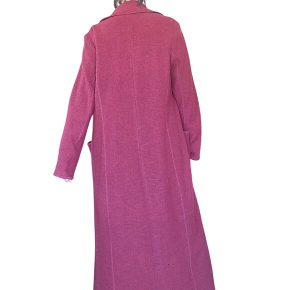 Vintage Company by Ellen Tracy Dark Red Raspberry Wool Trench Coat Women Size XL - Picture 3 of 6